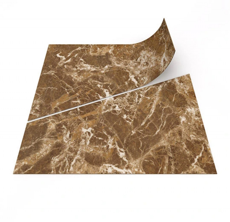 Allura Dryback 0.7 DR7 Material 63782DR7 ochre marble trapezoid Коричневый Дизайн-плитка пвх (lvt) Forbo